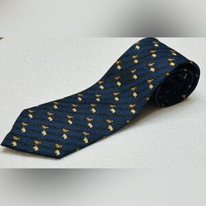 Bull and Bear Silk Necktie Wall Street NYSE Vos & Low Designs Navy Finance Tie
